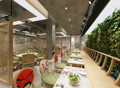 新中式餐厅设计--海棠花海